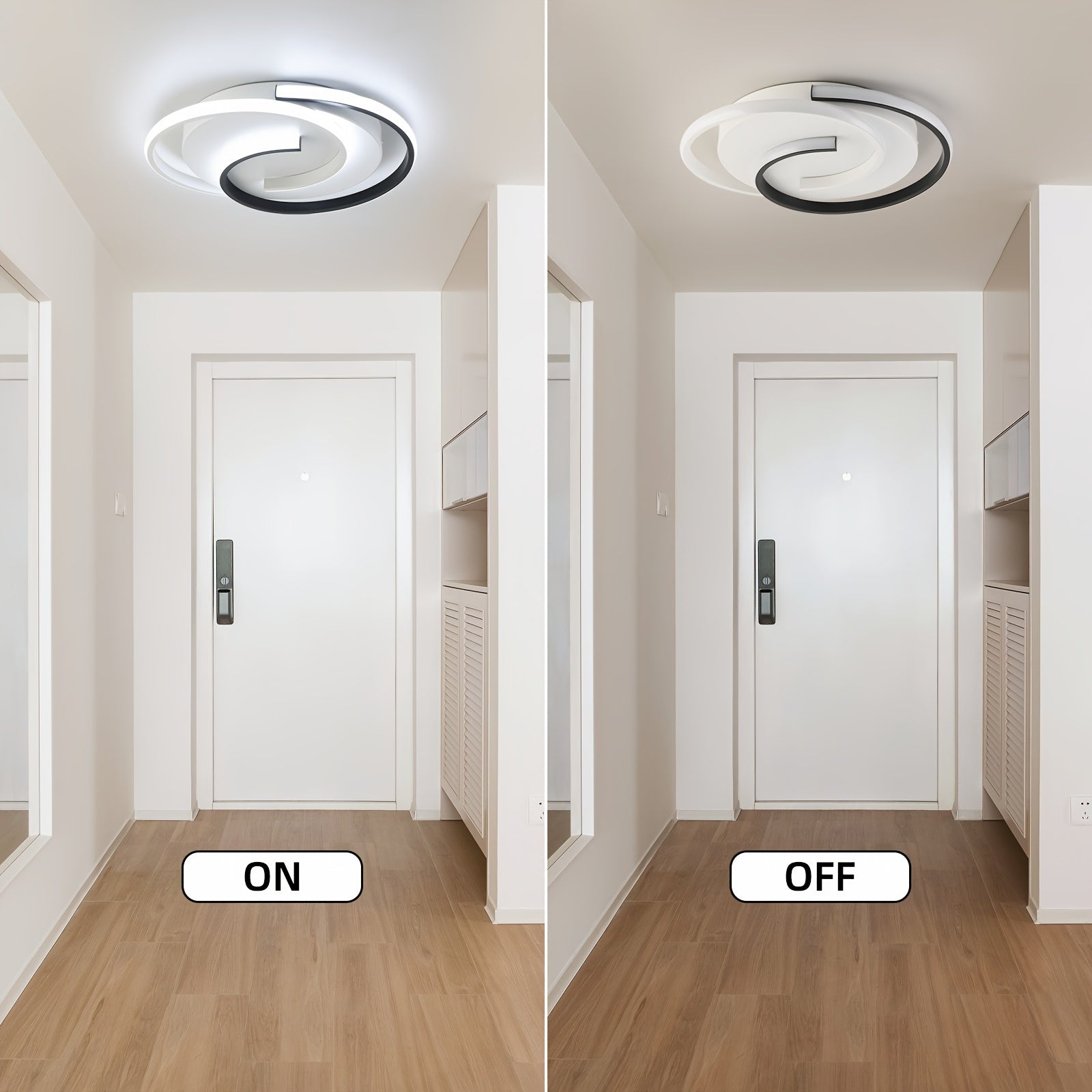 Modern LED Ceiling Light | Swirl Black & White Design