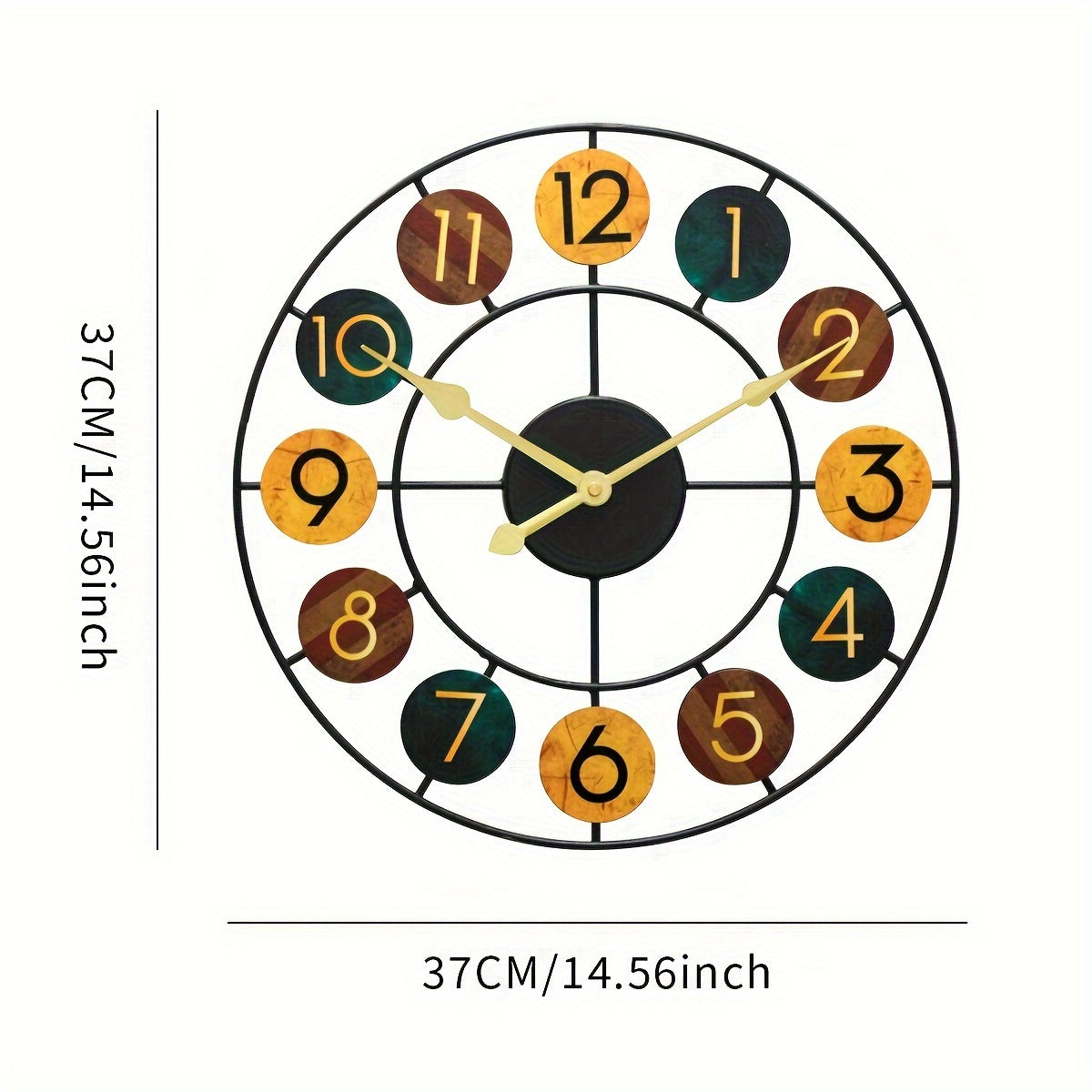 Colourful Metal Wall Clock | Retro Iron Design