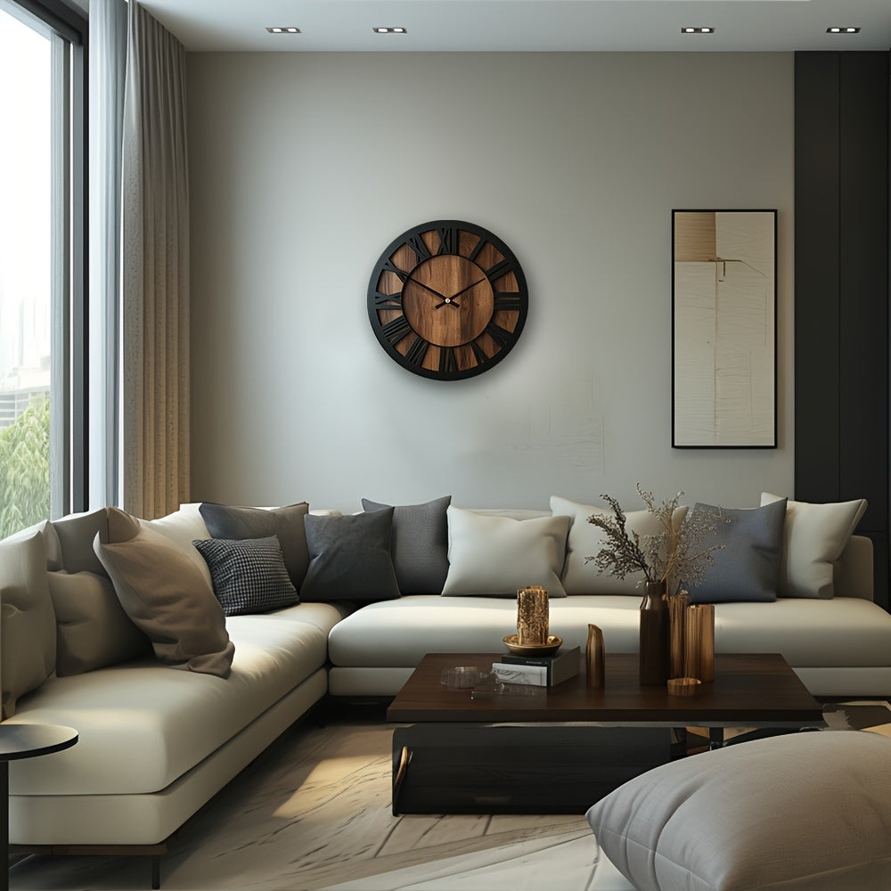 Vintage Wooden Wall Clock | Roman Numeral Design