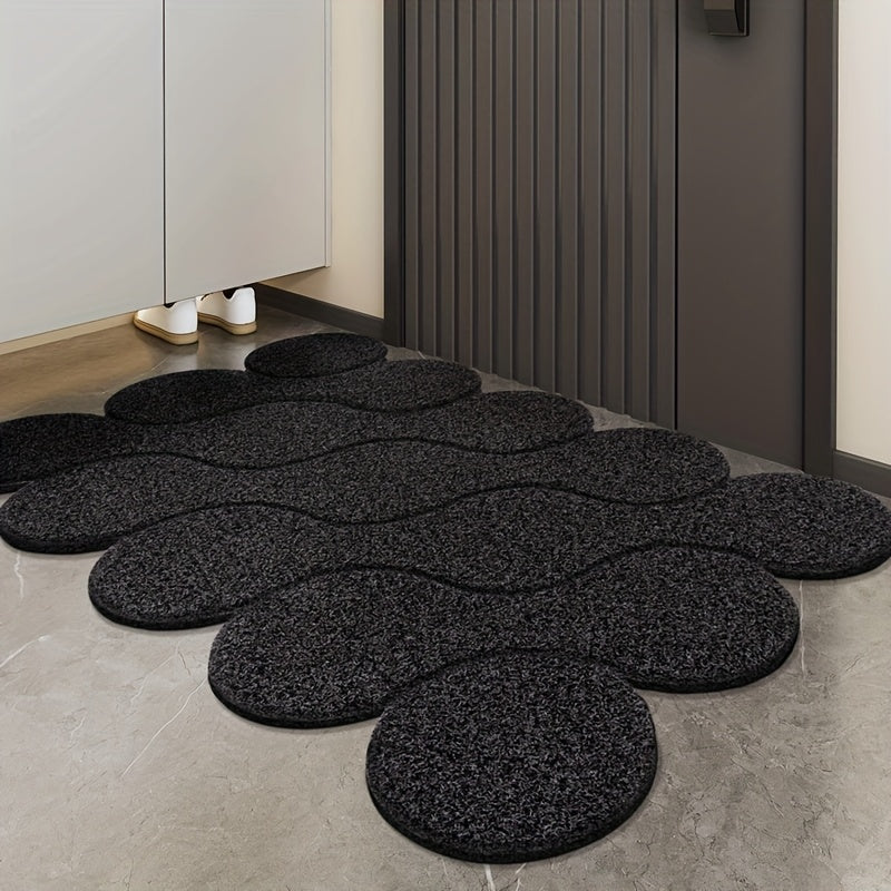 Non-Slip Door Mat | Black Hollow PVC Design with Rubber Backing