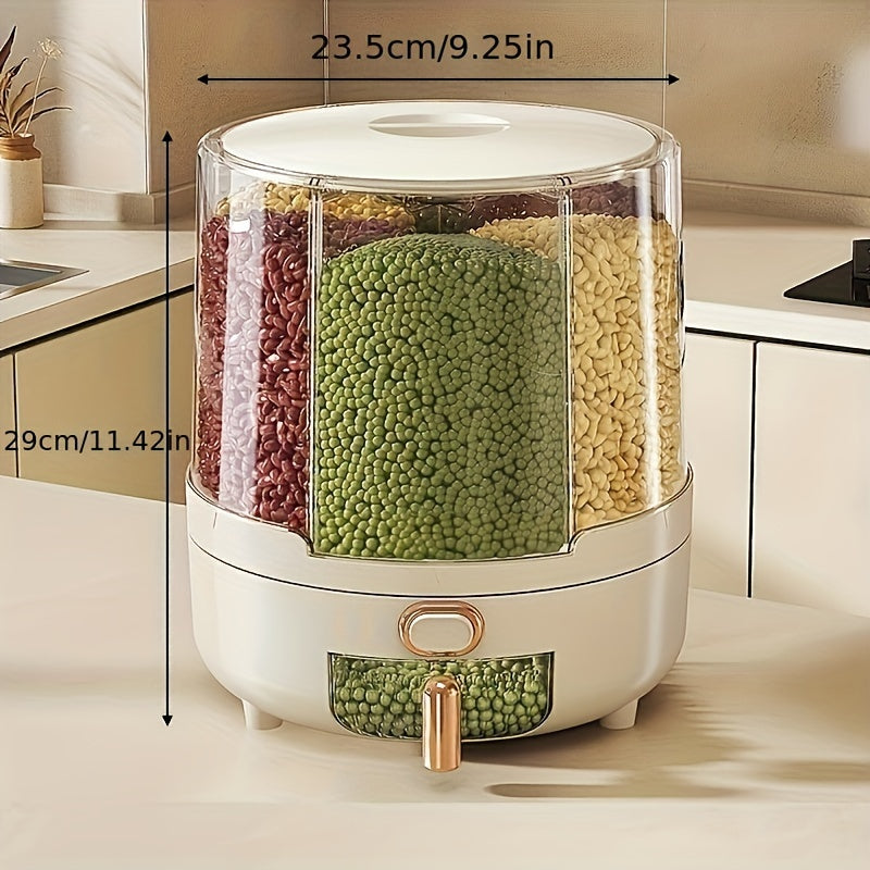 Rotating Airtight Food Storage Container | Large-Capacity Grain & Cereal Dispenser with 360° Design