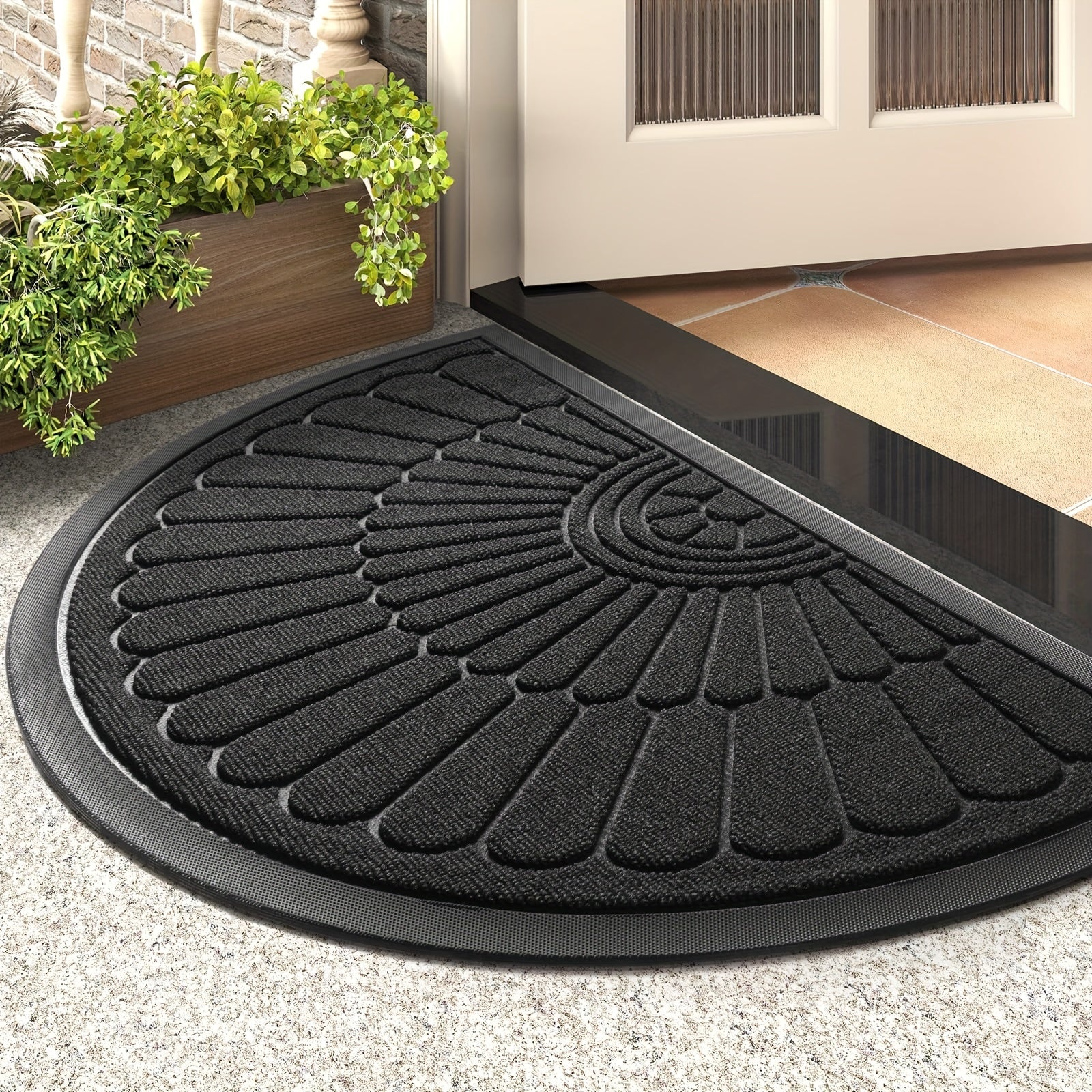Semi-Circle Rubber Door Mat | Non-Slip Outdoor Entrance Mat