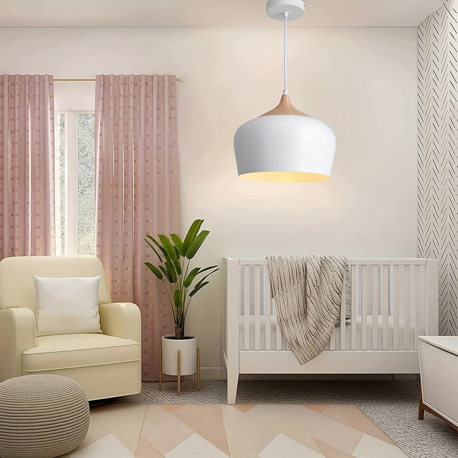 Modern Scandinavian Pendant Light | Iron & Wood Grain Design