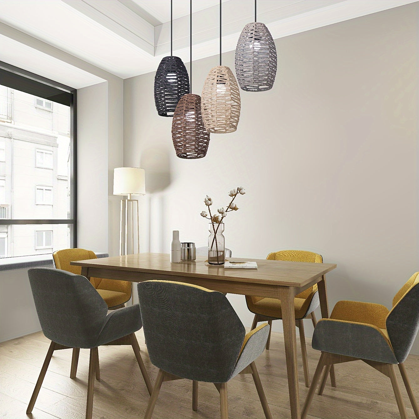 Modern Handwoven Rope Pendant Shade | Natural Woven Ceiling Light