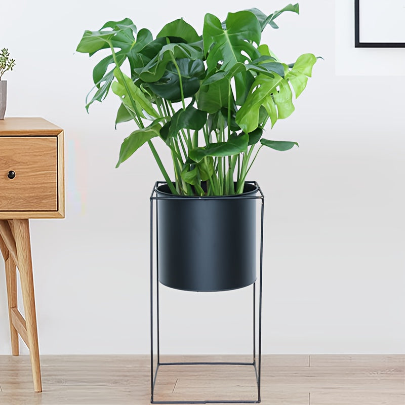 Metal Indoor Plant Stand | Modern Black Rectangular Plant Holder