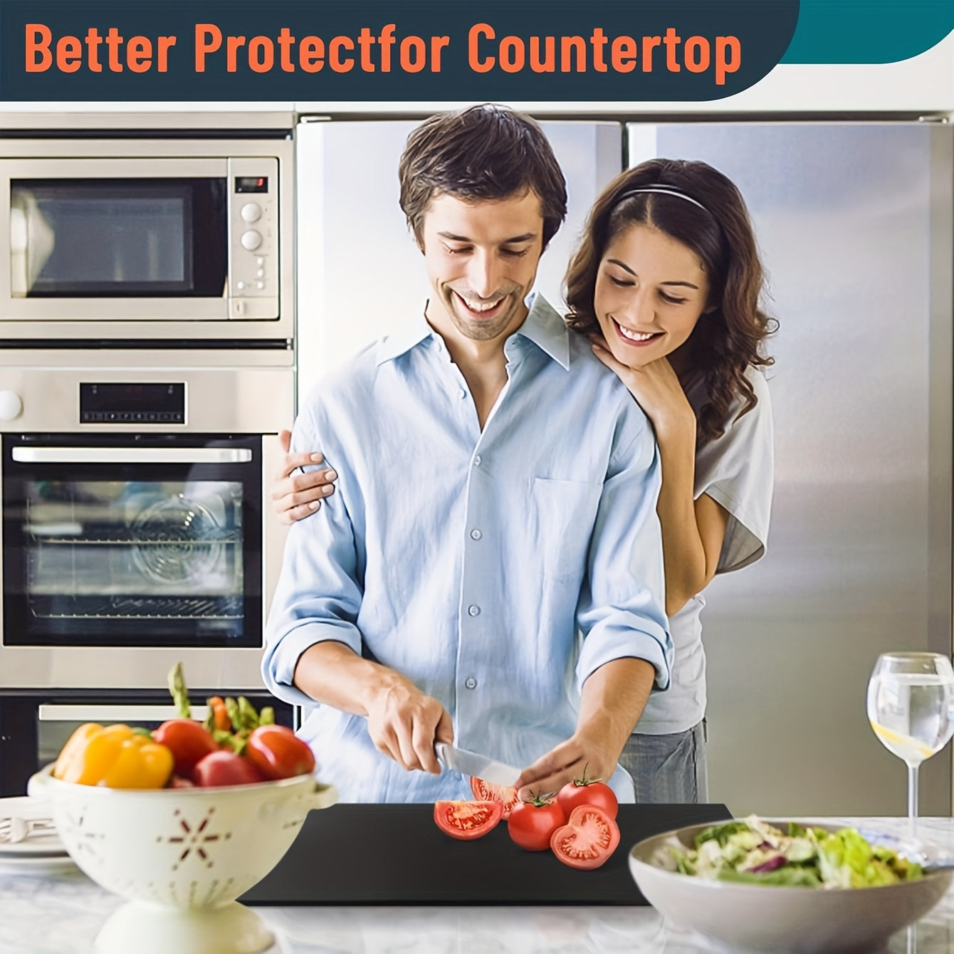 Black PET Cutting Board | Durable Countertop Protector with Protective Lip