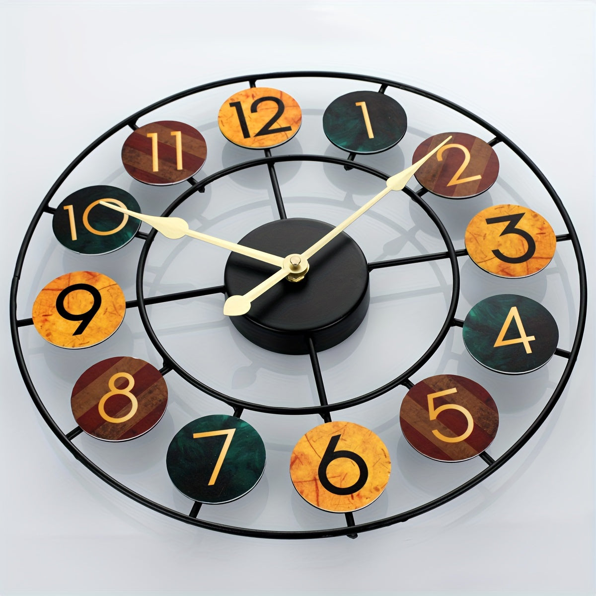 Colourful Metal Wall Clock | Retro Iron Design