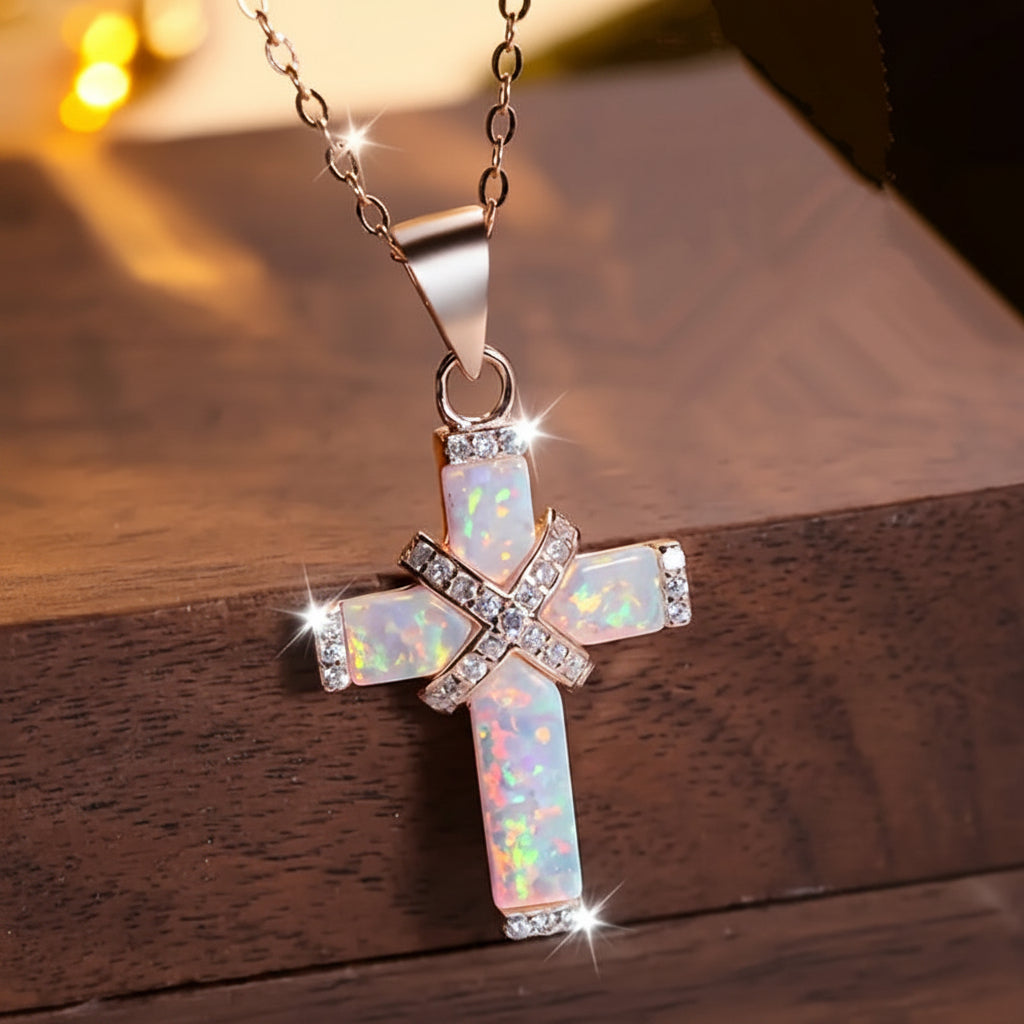 Halskette Kreuzanhänger Roségold Strass Muttertagsgeschenk