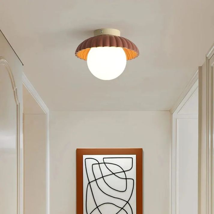 Iron Hallway Ceiling Light | Modern Glass & Metal Flush Mount