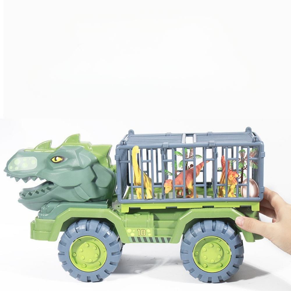 Set de Joacă cu Camion cu Dinozauri, Vehicul cu Figurine în Cușcă