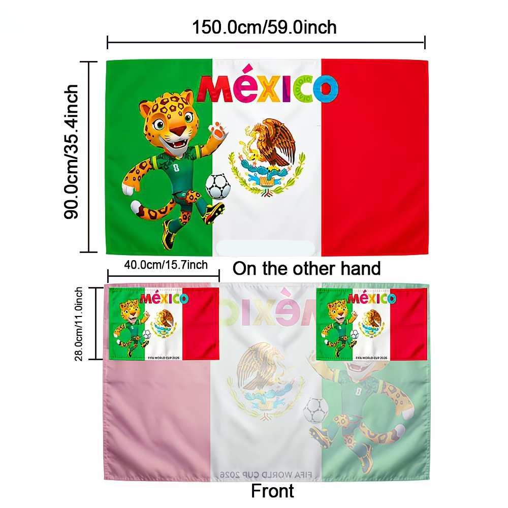 Capa de Adepto de Futebol com Bandeira do México Estilo Copa do Mundo Grande