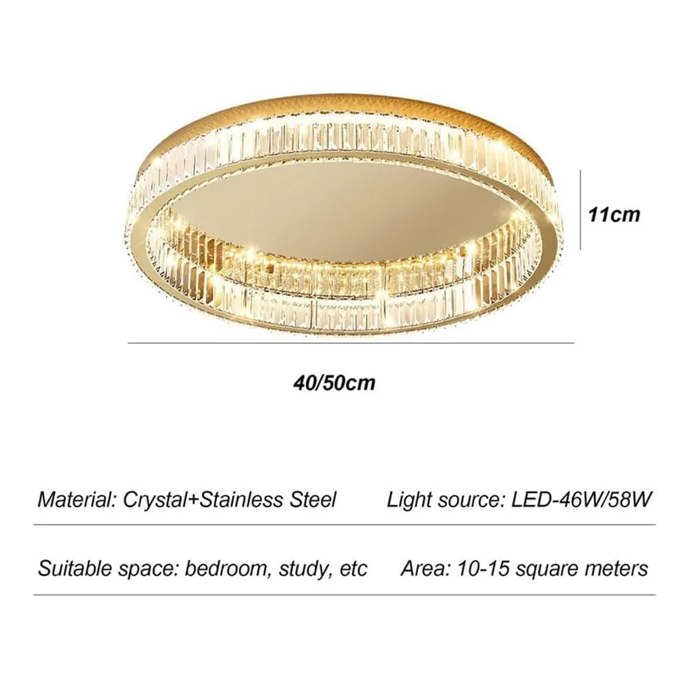 Round Crystal Ceiling Light | Luxurious Gold Finish