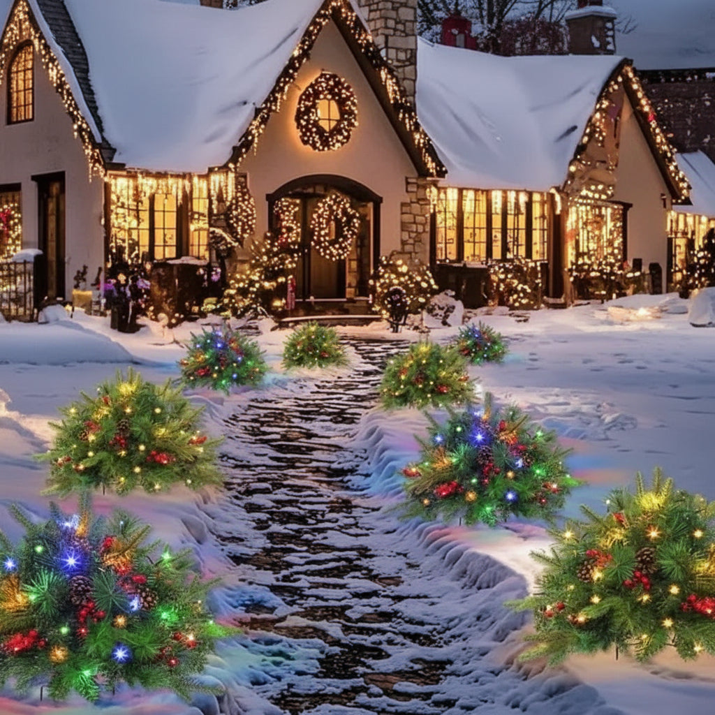 LED Evergreen Urn Filler Festive Holiday Decor - Image 3