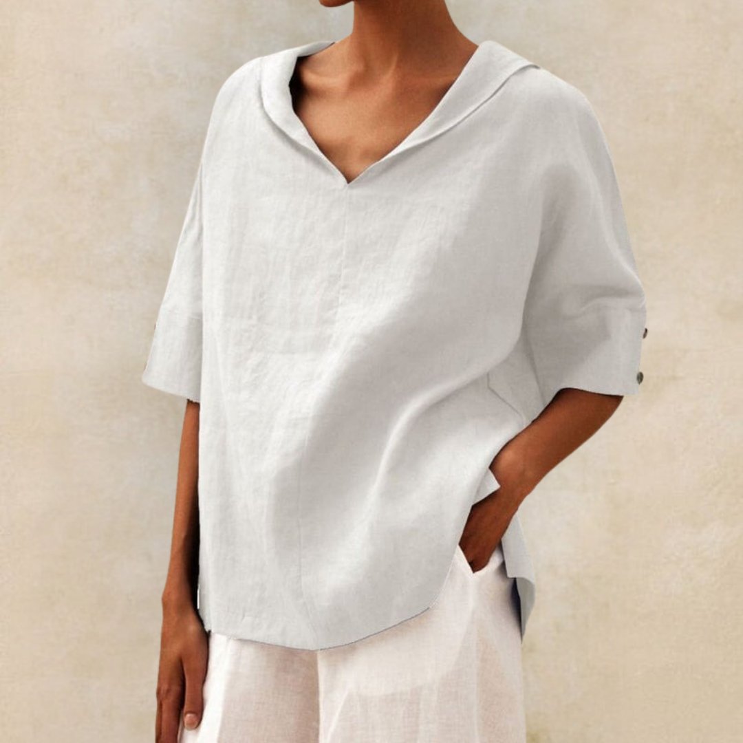 Blusa de Mulher Decote em V Casual de Verão