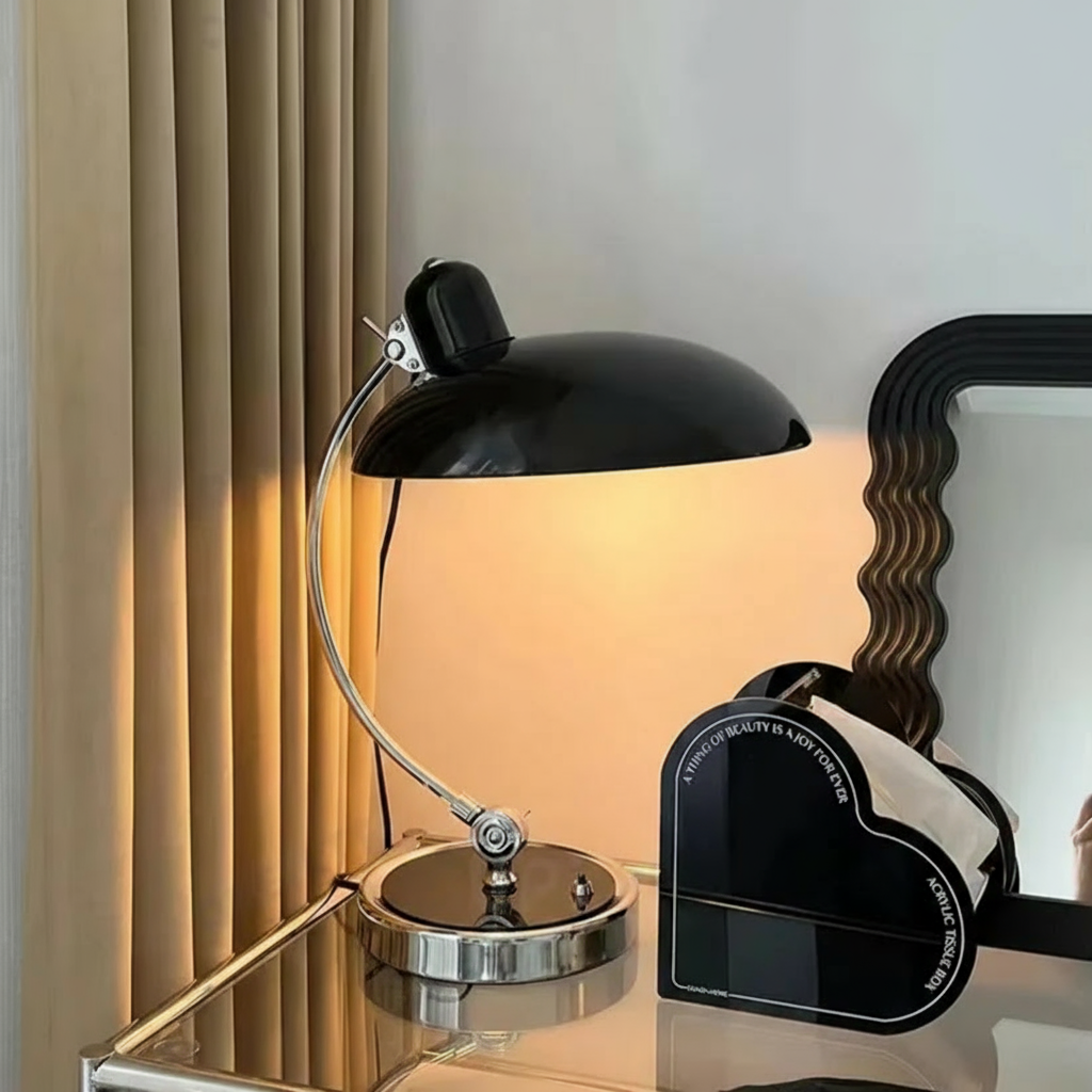 ScandiArc Table Lamp | Bauhaus-Inspired Curved Metal Design