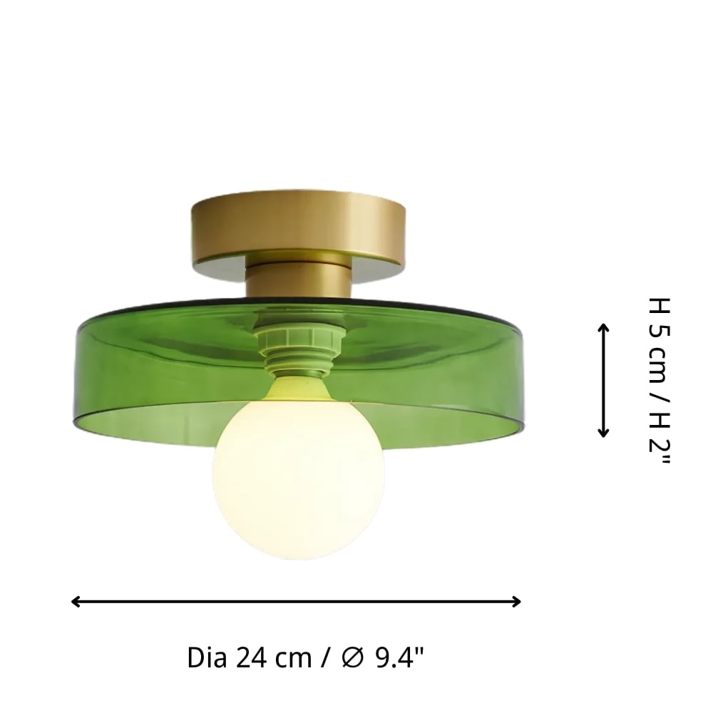 French Bauhaus Ceiling Lamp | Minimalist Brass & Glass Light