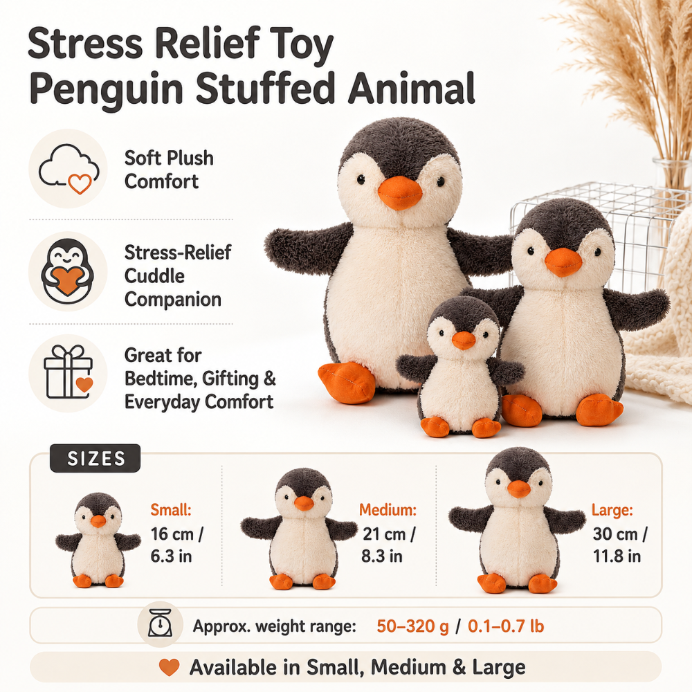 Stressabbau-Spielzeug Pinguin-Kuscheltier aus weichem Plüsch