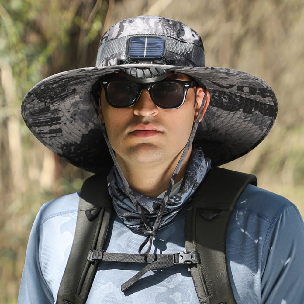 Usb Fan Solar Hat Wide Brim UV Protection Fishing Cap - Image 4