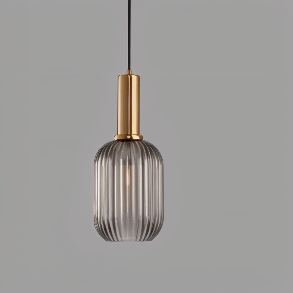 Ribbed Glass Pendant Light | Vintage Luxury with Brass Accents