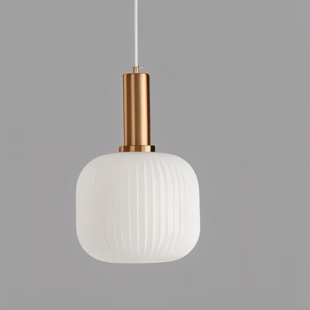 Ribbed Glass Pendant Light | Vintage Luxury with Brass Accents
