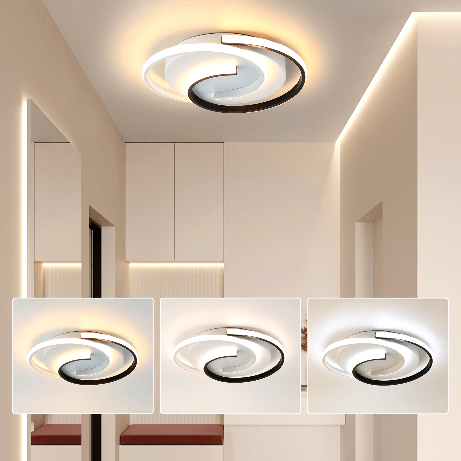 Modern Spiral LED Ceiling Light | Minimalist Round Flush Mount Fixture