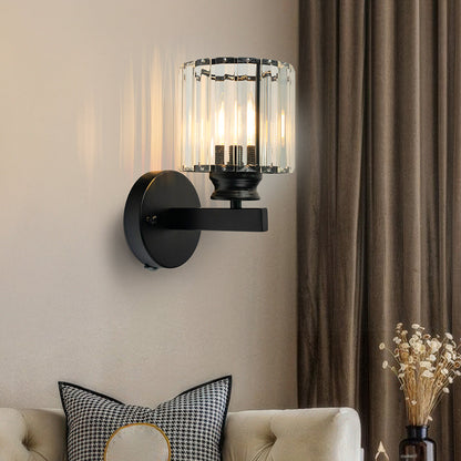 Lampada da parete in cristallo | Applique moderna in vetro e ferro