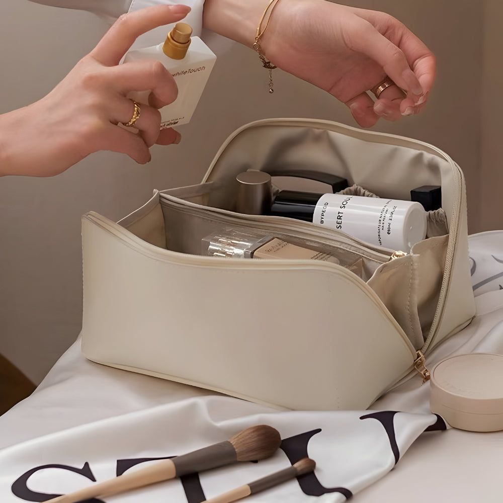 Borsa per trucchi Organizzatore da viaggio Custodia cosmetica in pelle sintetica Grande capacità