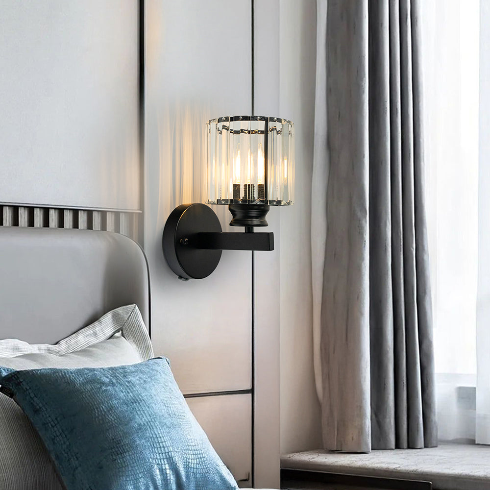 Lampada da parete in cristallo | Applique moderna in vetro e ferro