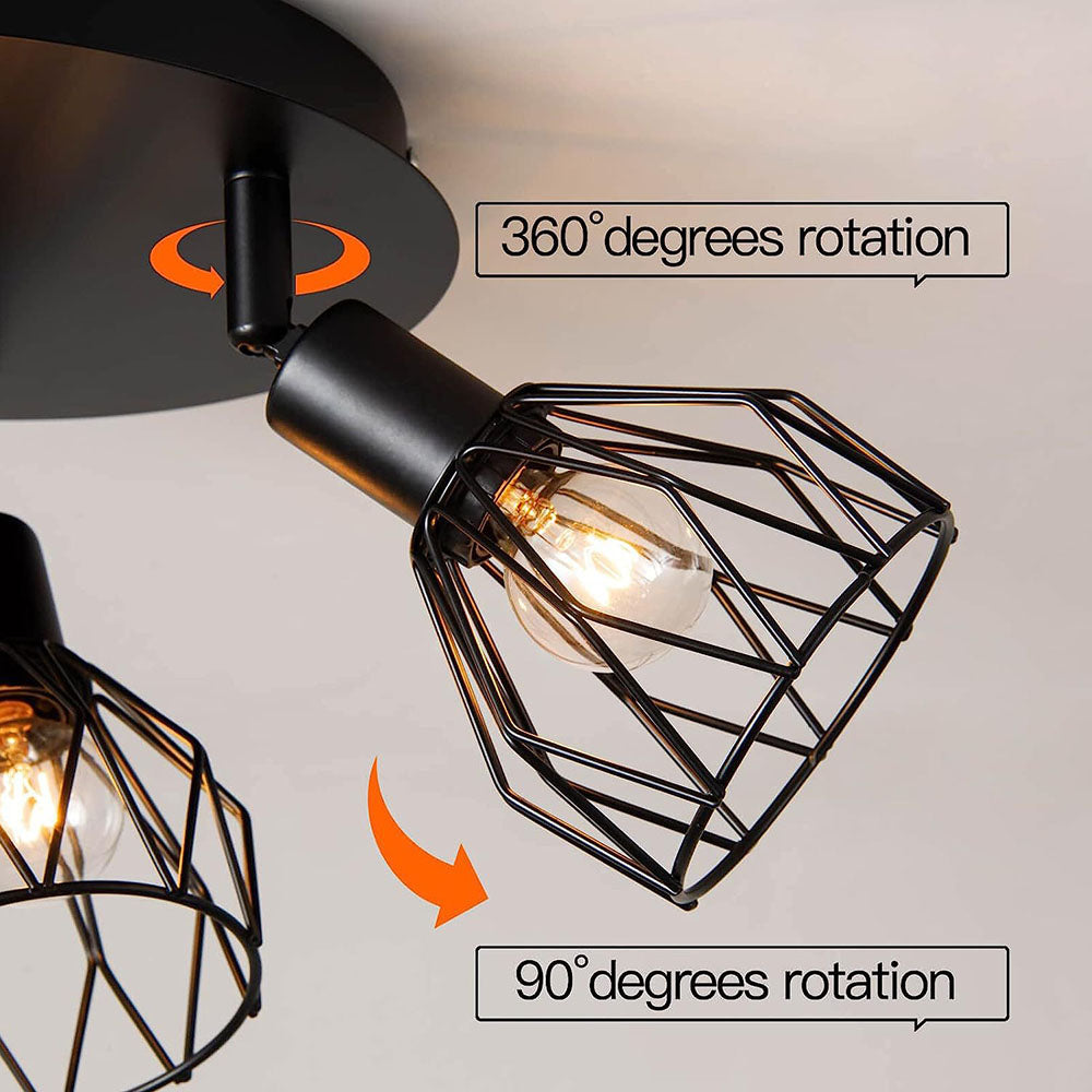 Luz de Teto Industrial Ajustável com Foco Preto | Funcionalidade Vintage