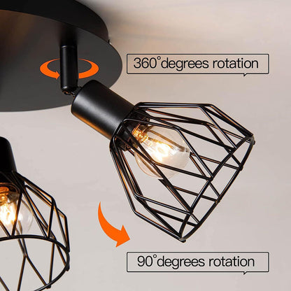Luz de Teto Industrial Ajustável com Foco Preto | Funcionalidade Vintage