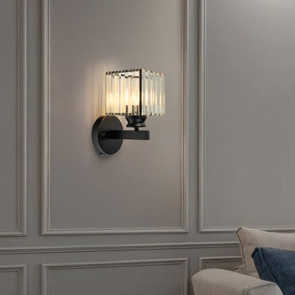 Lampada da parete in cristallo | Applique moderna in vetro e ferro