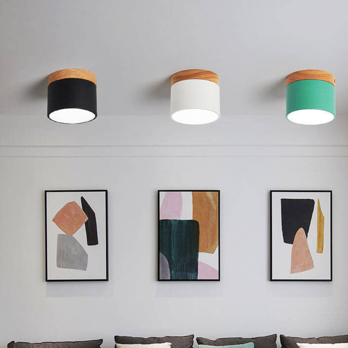 Skandinavisk Macaron LED loftlampe | Trædetalje indbygget montage