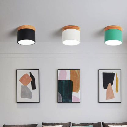 Skandinavisk Macaron LED loftlampe | Trædetalje indbygget montage