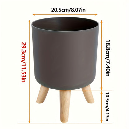 Ghiveci modern rotund cu picioare din lemn | Ghiveci decorativ pentru plante de interior și exterior