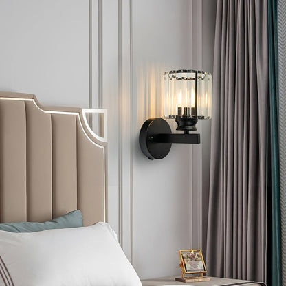 Lampada da parete in cristallo | Applique moderna in vetro e ferro