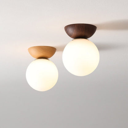 Lampada da soffitto stile giapponese | Design minimalista in legno e vetro