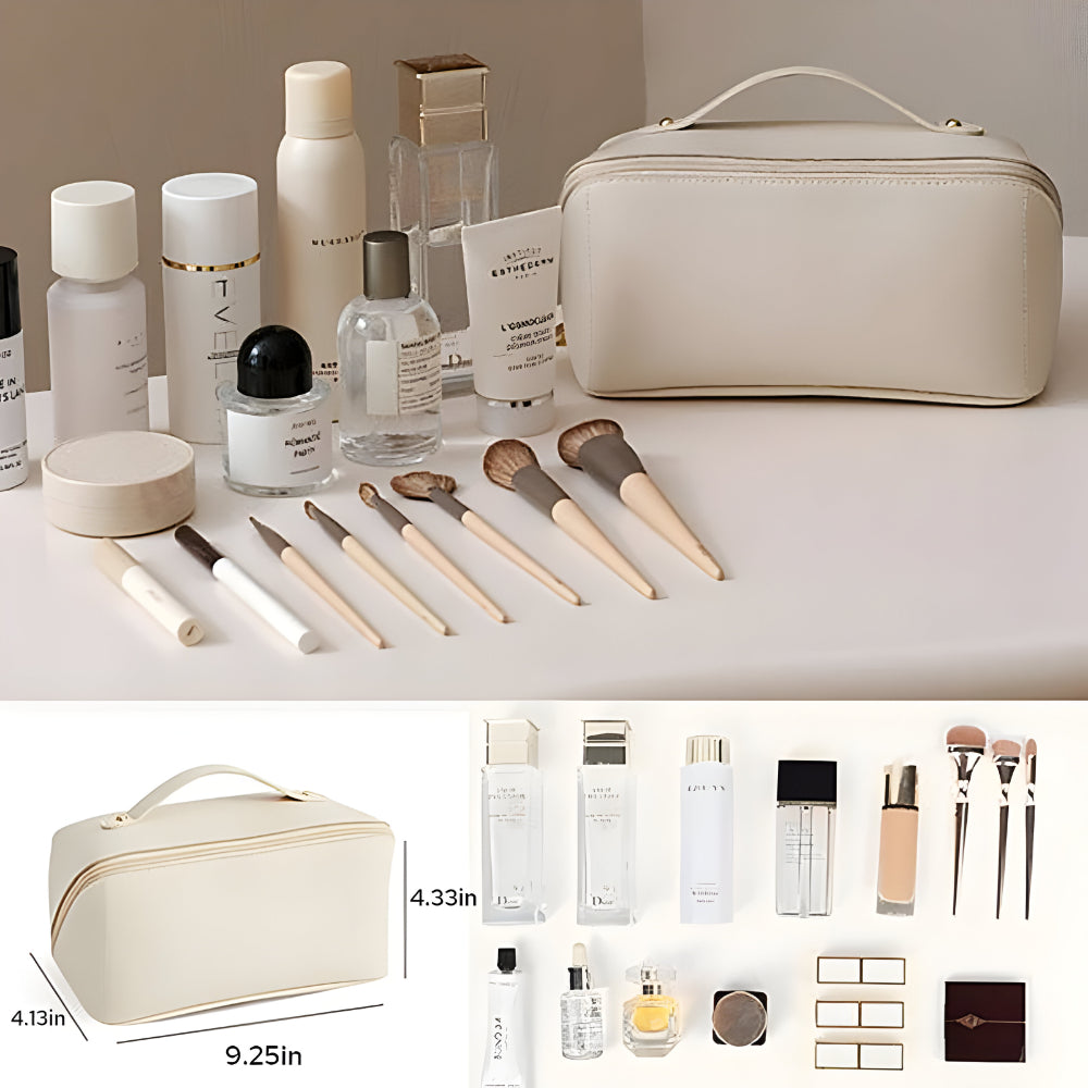 Borsa per trucchi Organizzatore da viaggio Custodia cosmetica in pelle sintetica Grande capacità