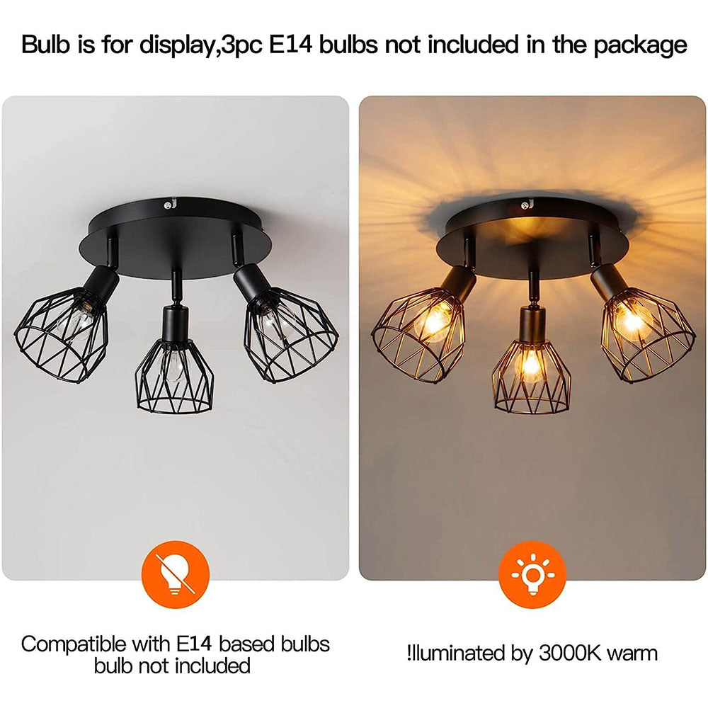 Luz de Teto Industrial Ajustável com Foco Preto | Funcionalidade Vintage