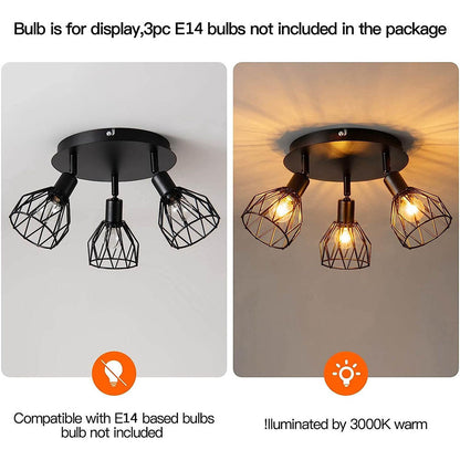 Luz de Teto Industrial Ajustável com Foco Preto | Funcionalidade Vintage