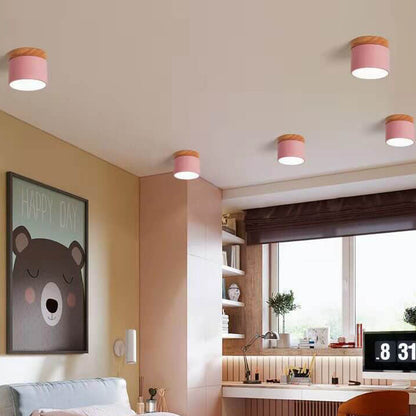 Skandinavisk Macaron LED loftlampe | Trædetalje indbygget montage