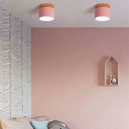 Skandinavisk Macaron LED loftlampe | Trædetalje indbygget montage