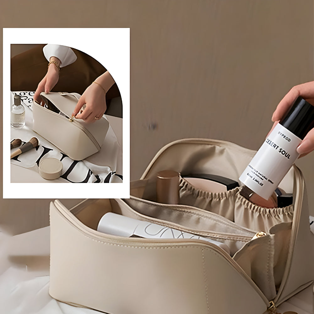 Borsa per trucchi Organizzatore da viaggio Custodia cosmetica in pelle sintetica Grande capacità