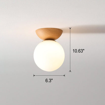 Lampada da soffitto stile giapponese | Design minimalista in legno e vetro