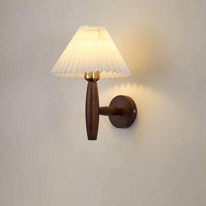 Applique da parete in legno nordico | Lampada da comodino retrò con paralume plissettato