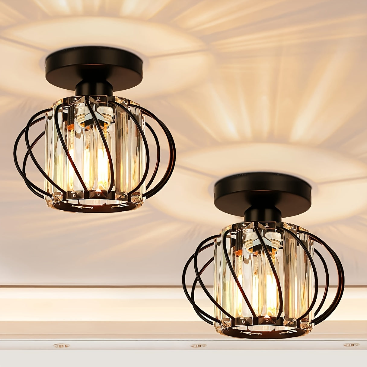 Modern Industrial Cage Ceiling Light | Elegant Semi Flush Mount Fixture