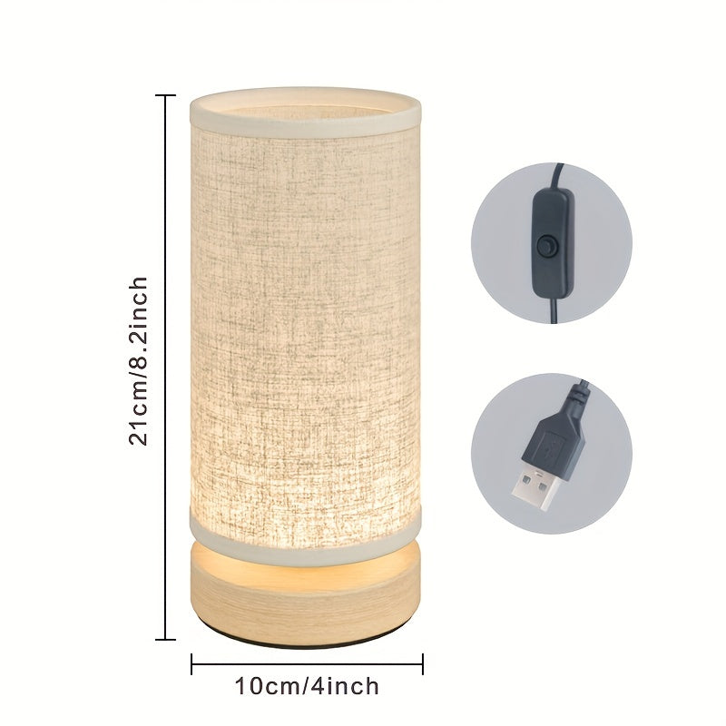 Lampada da tavolo moderna in legno | Luce da comodino alimentata via USB