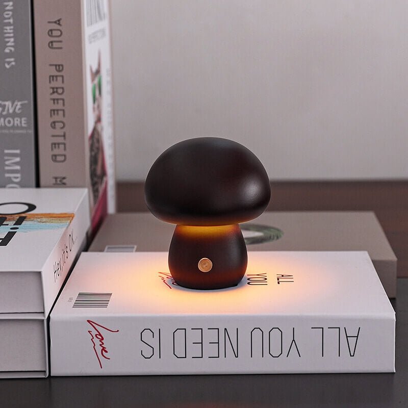 Portobello Mushroom Lamp | Natural Wood Rechargeable Night Light