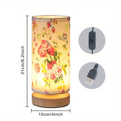 Lampada da tavolo moderna in legno | Luce da comodino alimentata via USB