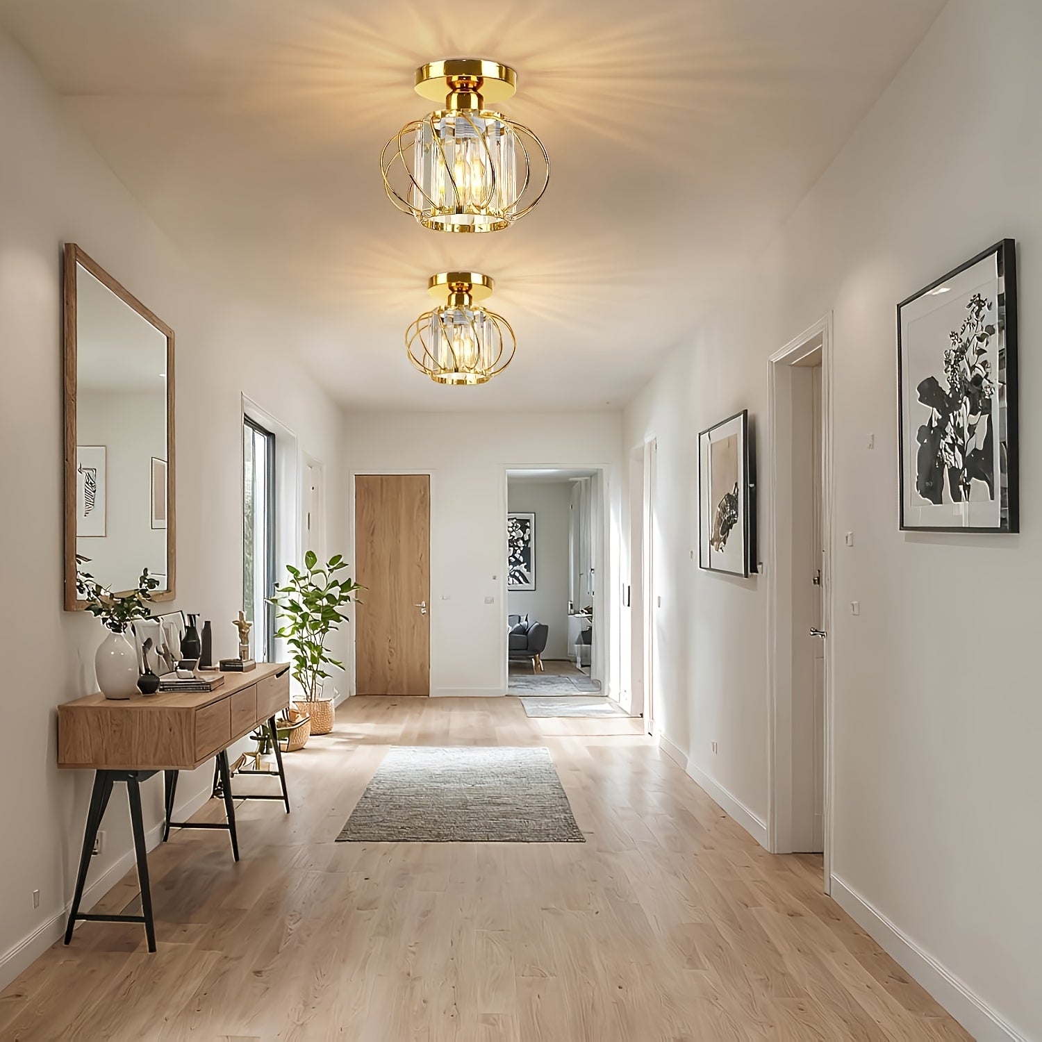 Modern Industrial Cage Ceiling Light | Elegant Semi Flush Mount Fixture