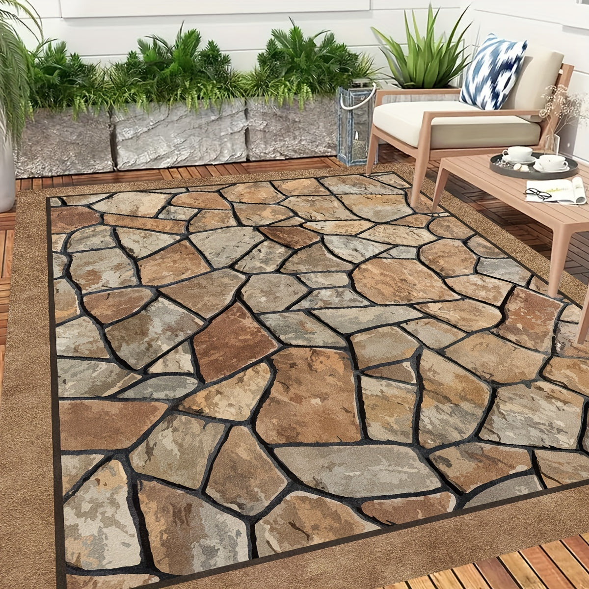 StoneCraft Outdoor Rug | Durable Washable Patio Carpet